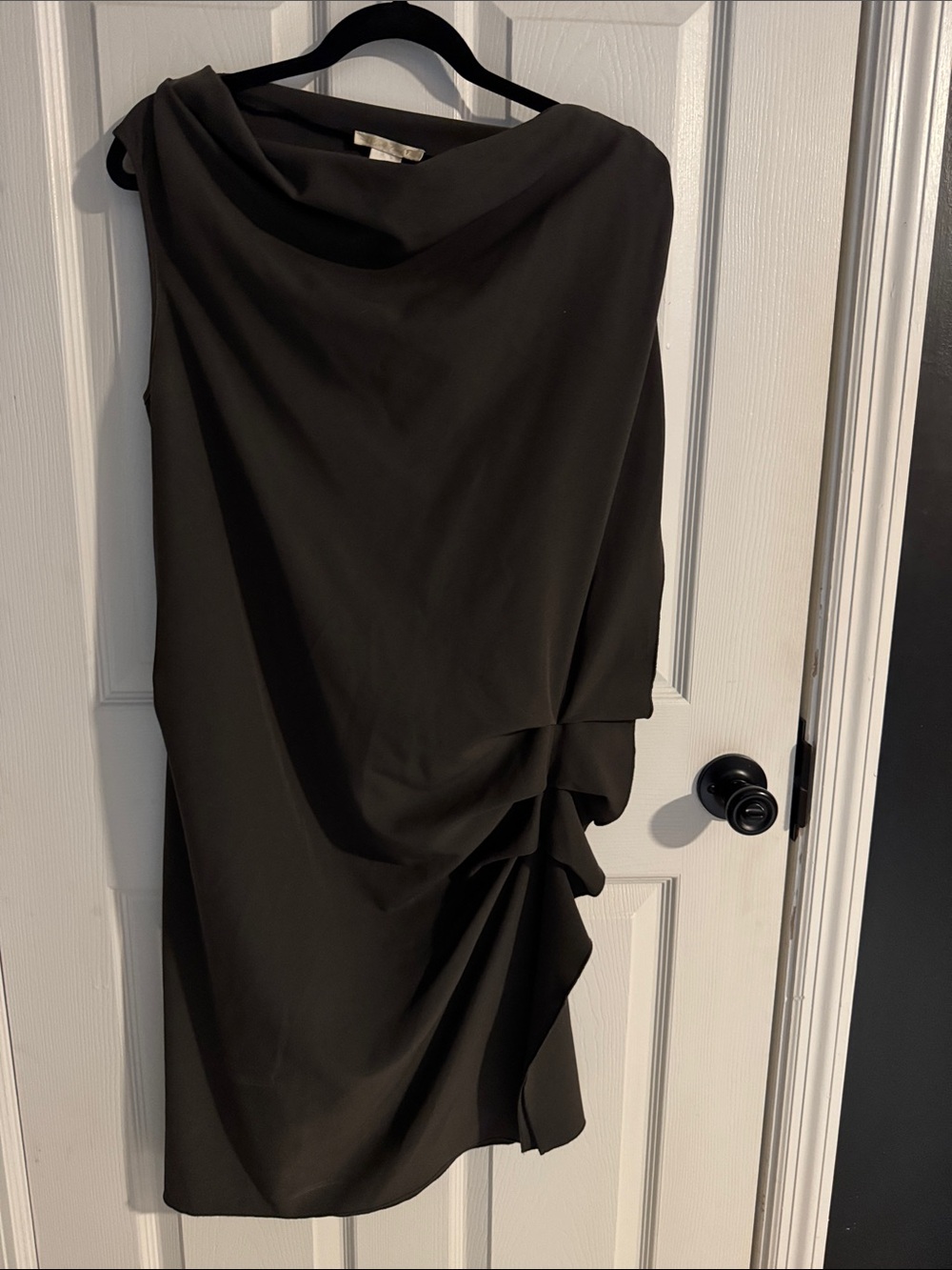 Olive Draped One-Shoulder Dress